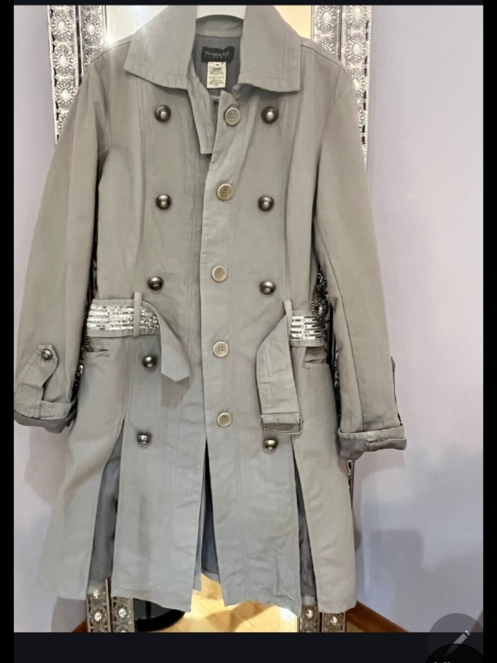 Patrizia Pepe Light Gray Interior Label Trench
